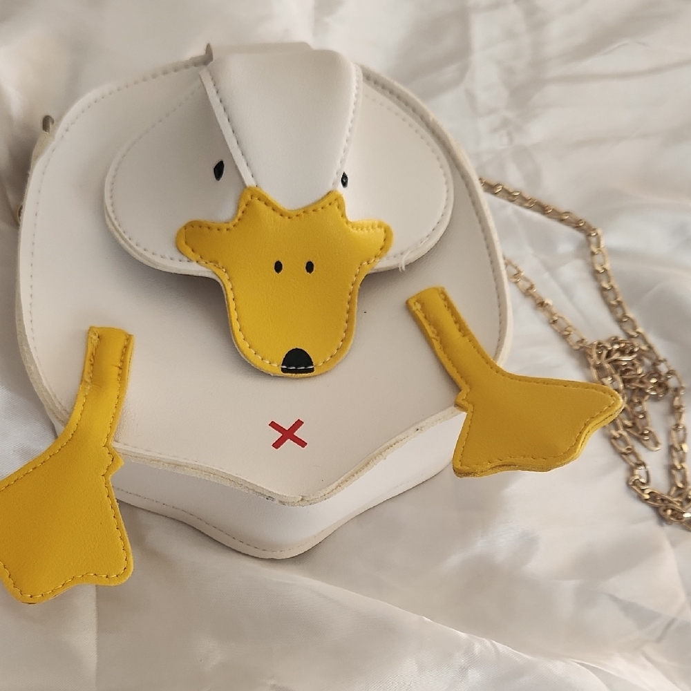 Duck-Shaped Kids Bag - White and Yellow